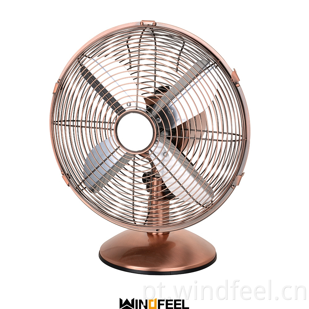 Resfriamento de ar forte Design elegante Antigo ventilador de mesa retro silencioso totalmente metálico, miniventilador elétrico